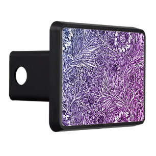 Intricate Floral Design in Purple Hues and White Hitch Cover