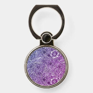 Intricate Floral Design in Purple Hues and White Phone Ring Stand