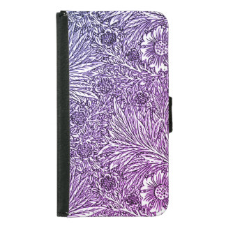 Intricate Floral Design in Purple Hues and White Samsung Galaxy S5 Wallet Case