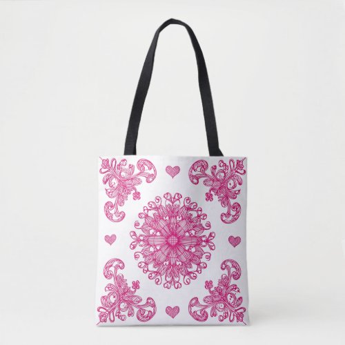 Intricate Floral Design Shoulder  Tote Bag