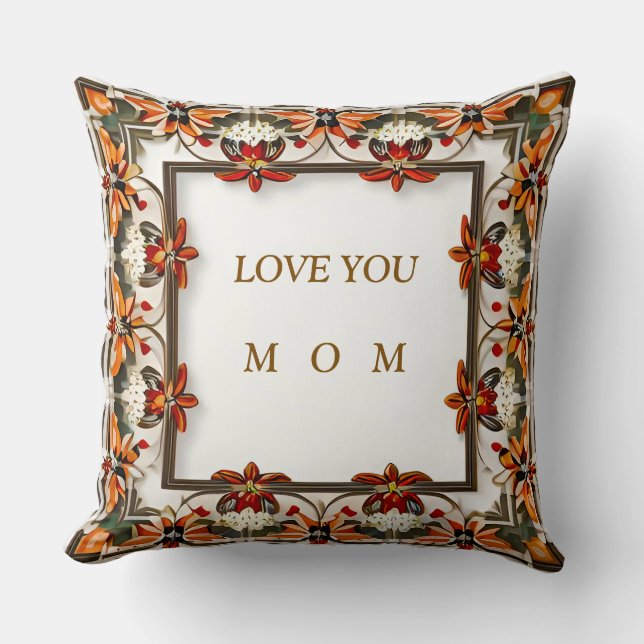 Intricate Floral Frame Design Throw Pillow (Front)