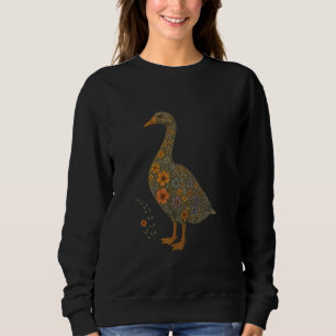 Intricate Floral Goose Illustration Sweatshirt