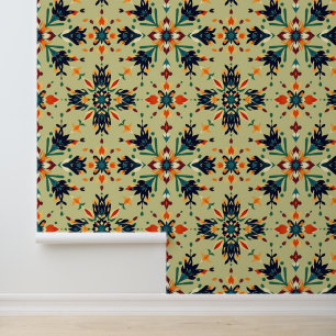 Intricate Floral Mandala Pattern in Earth Tones Wallpaper