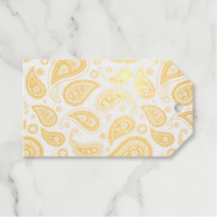 Intricate Floral Paisley Print Design Foil Gift Tags