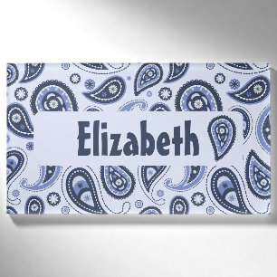 Intricate Floral Paisley Print Design Name Tag