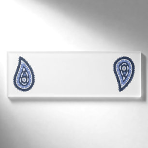 Intricate Floral Paisley Print Design Name Tag
