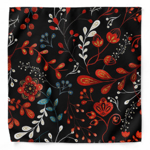 Intricate floral pattern with gold and white  band bandana