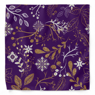 Intricate floral pattern with gold and white  bandana