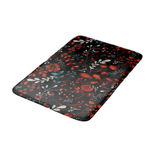 Intricate floral pattern with gold and white  bath mat