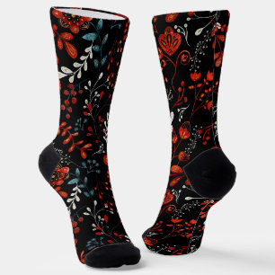 Intricate floral pattern with gold and white sock