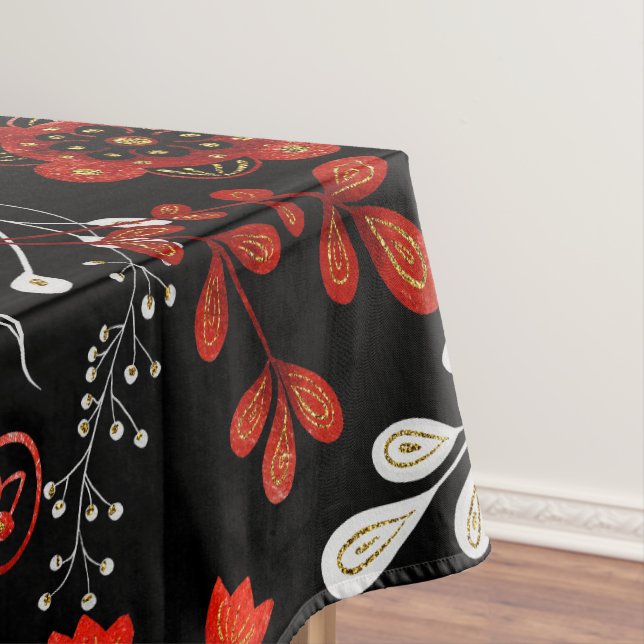 Intricate floral pattern with gold and white  tabl tablecloth (In Situ)
