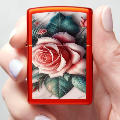 Intricate Floral Rose Mosaic Artwork Zippo Lighter