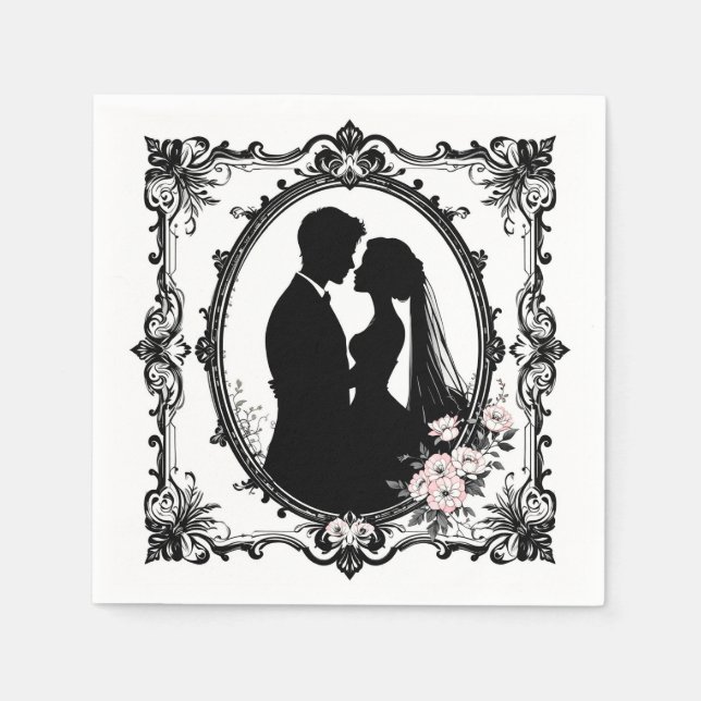 Intricate Floral Wedding Theme Napkins (Front)