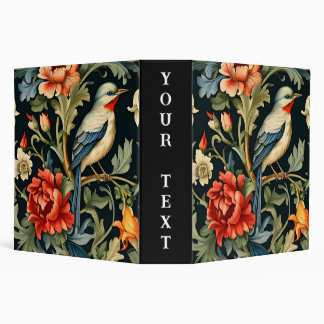Intricate Floral with Bird 3 Ring Binder