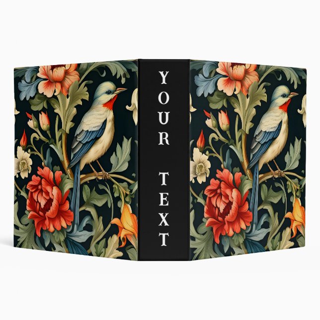 Intricate Floral with Bird 3 Ring Binder (Background)