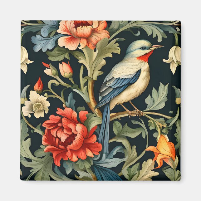 Intricate Floral with Bird Magnet (Front)