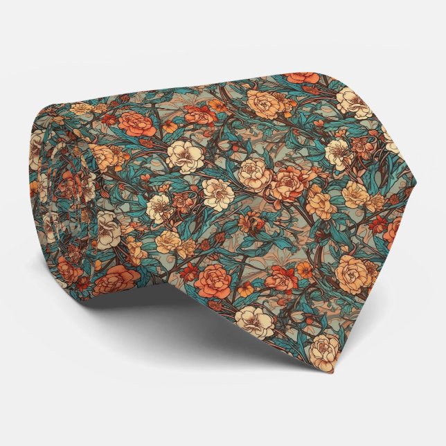 Intricate Flowers Neck Tie (Rolled)