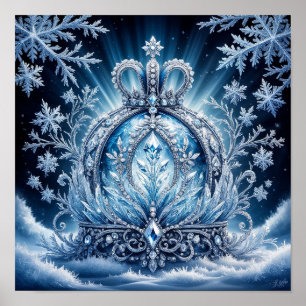 Intricate Frost-Covered Crown With Glittering Gems Poster
