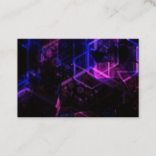 Intricate geometric color neon pattern business card