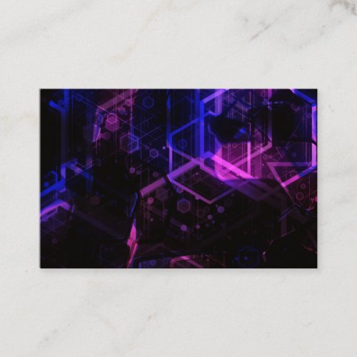 Intricate geometric color neon pattern business card