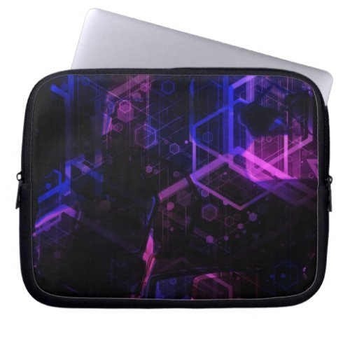 Intricate geometric color neon pattern laptop sleeve