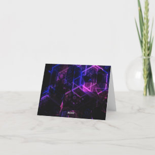 Intricate geometric color neon pattern thank you card