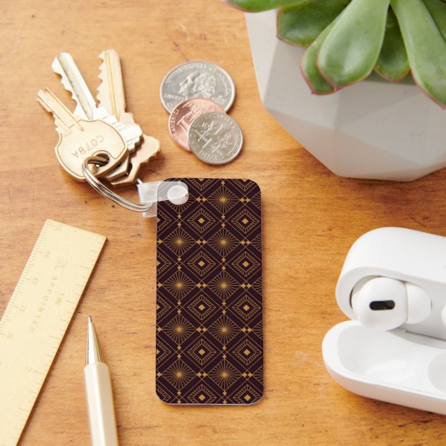Intricate geometric pattern with gold diamond  keychain (Desk)