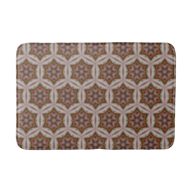 Intricate Geometric Star Pattern in Earth Tones Bath Mat (Front)