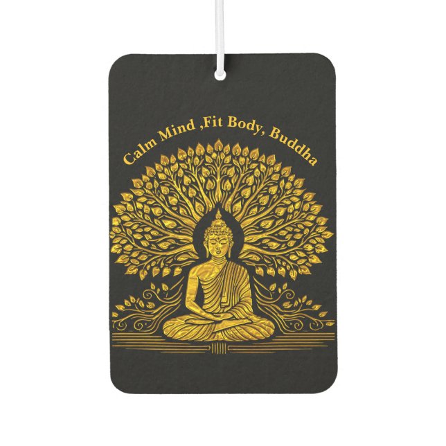 Intricate Gold Buddha Surrounded by Lush Foliage Air Freshener (Front)