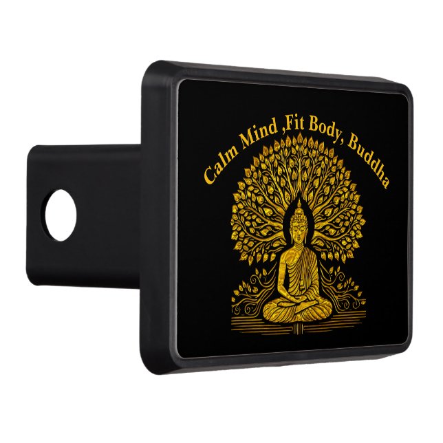Intricate Gold Buddha Surrounded by Lush Foliage Hitch Cover (Right)