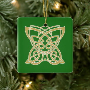 Intricate Gold Celtic Butterfly Personalized Ceramic Ornament