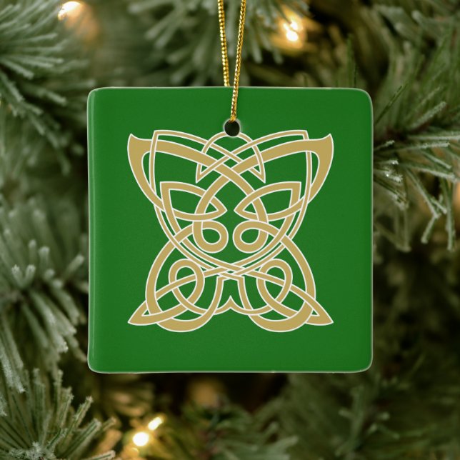 Intricate Gold Celtic Butterfly Personalized Ceramic Ornament (Tree)