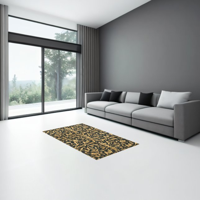 Intricate Gold Ornamental Pattern Rug (Insitu (Indoor 3))