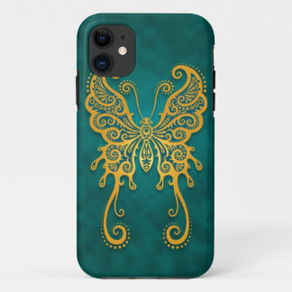 Intricate Golden Blue Butterfly iPhone 11 Case