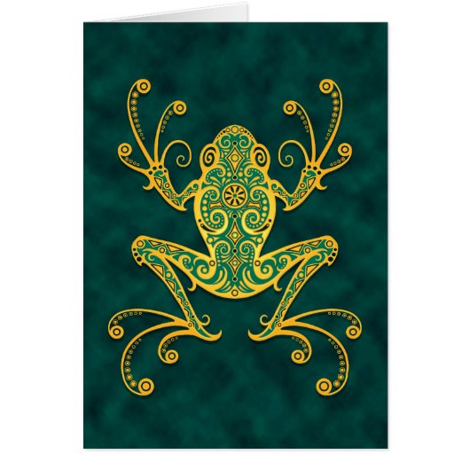 Intricate Golden Blue Tree Frog Cards (Front)