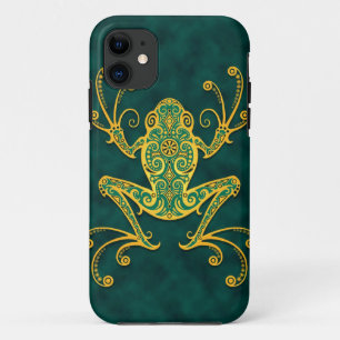Intricate Golden Blue Tree Frog iPhone 11 Case