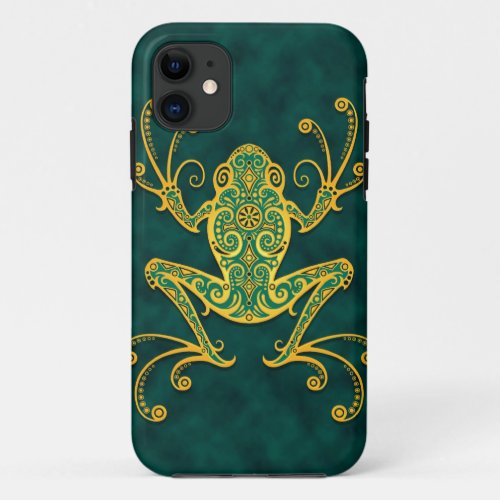 Intricate Golden Blue Tree Frog iPhone 11 Case