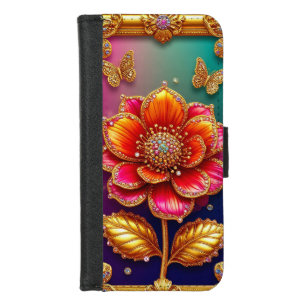 Intricate Golden Flower Art iPhone 8/7 Wallet Case