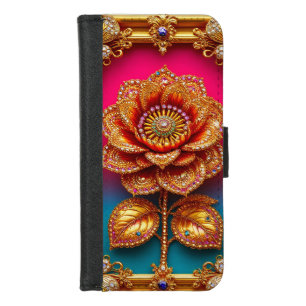 Intricate Golden Flower Art iPhone 8/7 Wallet Case
