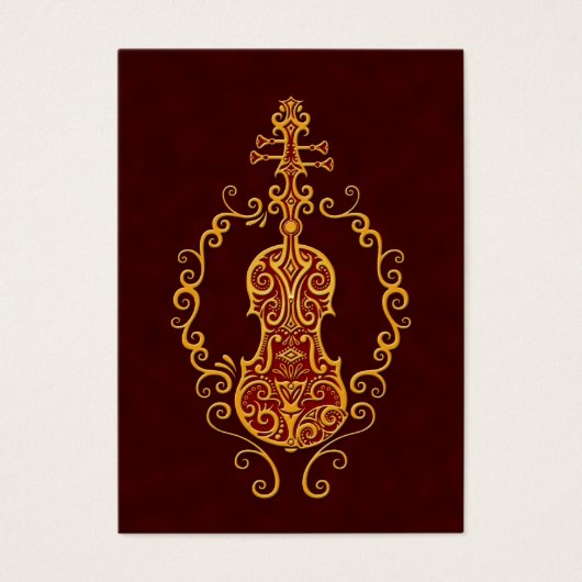 Intricate Golden Red Violin Design (Front)