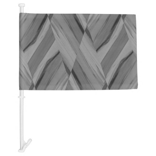 Intricate Gray Marble Pattern Car Flag