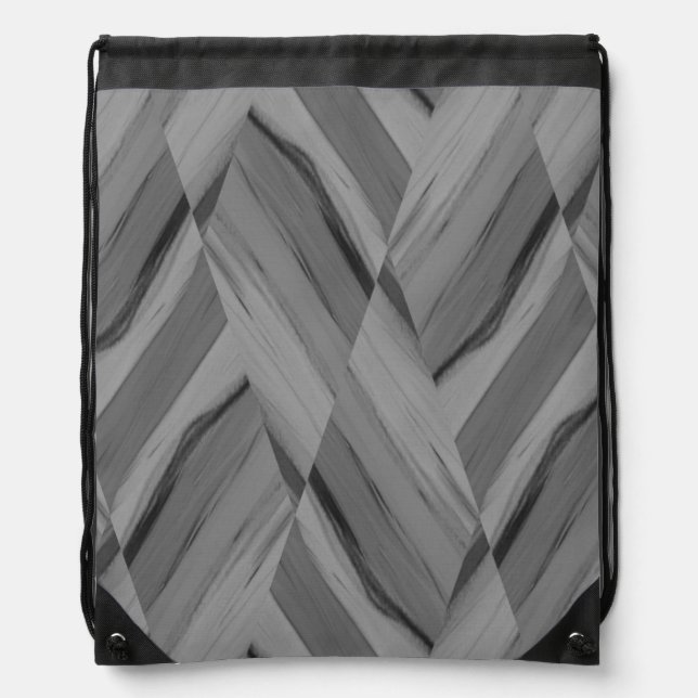 Intricate Gray Marble Pattern Drawstring Bag (Front)
