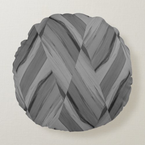 Intricate Gray Marble Pattern Round Pillow