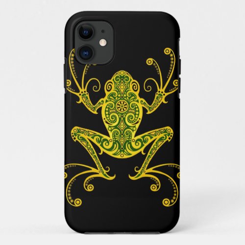 Intricate Green and Black Tree Frog iPhone 11 Case
