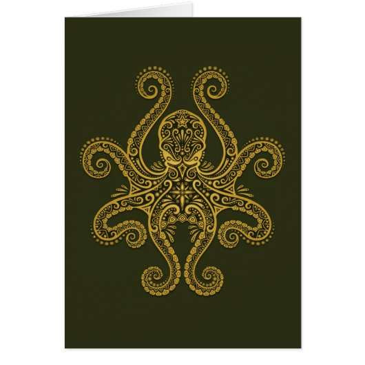 Intricate Green Octopus Cards (Front)