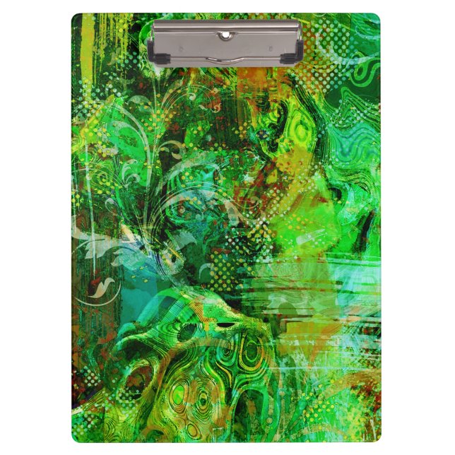 Intricate Green Textures Clipboard (Front)