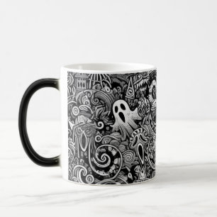Intricate Halloween Doodle Pattern with Dark Symbo Color Morph Mug