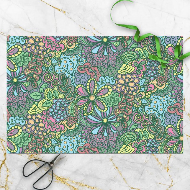 Intricate Hand-drawn Floral Fantasy   Tissue Paper (Creator Uploaded)