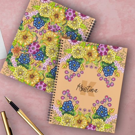 Intricate Hand-Drawn Flowers Name and Initial