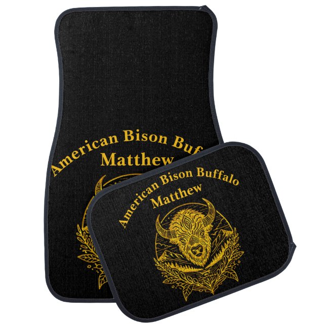 Intricate Illustration of a Gold Bison in Nature Car Floor Mat (Set)